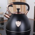 Czajnik z gwizdkiem stalowy na gaz indukcja ROSE GOLD czarny matowy 3L VILDE 199002