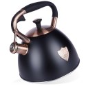 Czajnik z gwizdkiem stalowy na gaz indukcja ROSE GOLD czarny matowy 3L VILDE 199002