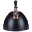 Czajnik z gwizdkiem stalowy na gaz indukcja ROSE GOLD czarny matowy 3L VILDE 199002