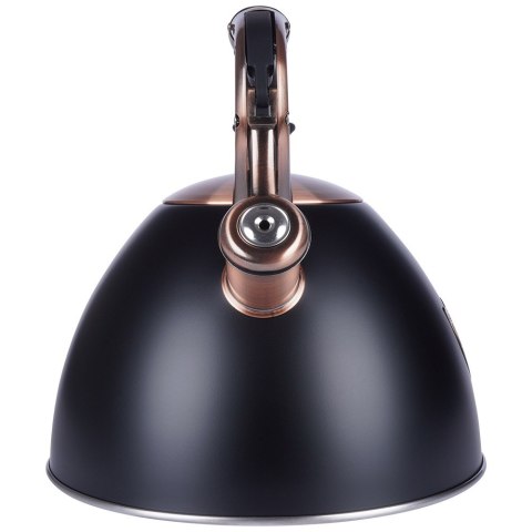 Czajnik z gwizdkiem stalowy na gaz indukcja ROSE GOLD czarny matowy 3L VILDE 199002