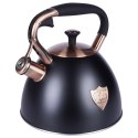 Czajnik z gwizdkiem stalowy na gaz indukcja ROSE GOLD czarny matowy 3L VILDE 199002