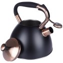 Czajnik z gwizdkiem stalowy na gaz indukcja ROSE GOLD czarny matowy 3L VILDE 199002
