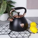 Czajnik z gwizdkiem stalowy na gaz indukcja ROSE GOLD czarny matowy 3L VILDE 199002