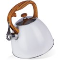 Czajnik z gwizdkiem stalowy na gaz indukcja biały WOODEN 3L ORION 113505