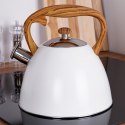 Czajnik z gwizdkiem stalowy na gaz indukcja biały WOODEN 3L ORION 113505