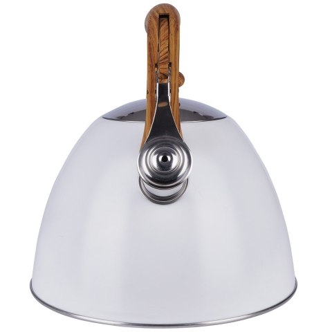 Czajnik z gwizdkiem stalowy na gaz indukcja biały WOODEN 3L ORION 113505