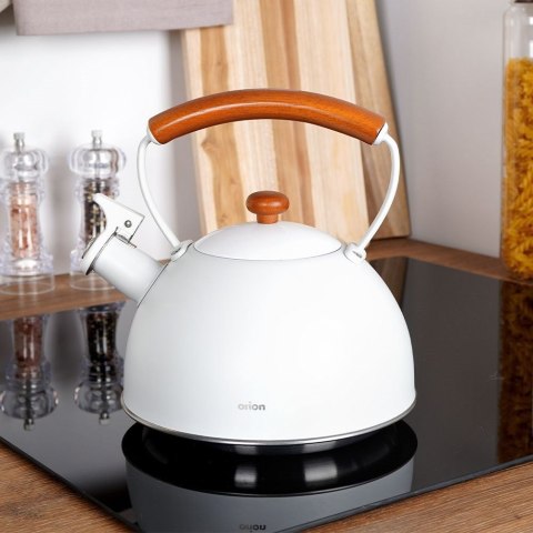 Czajnik z gwizdkiem stalowy na gaz indukcja biały matowy WHITELINE 2.9L ORION 113519