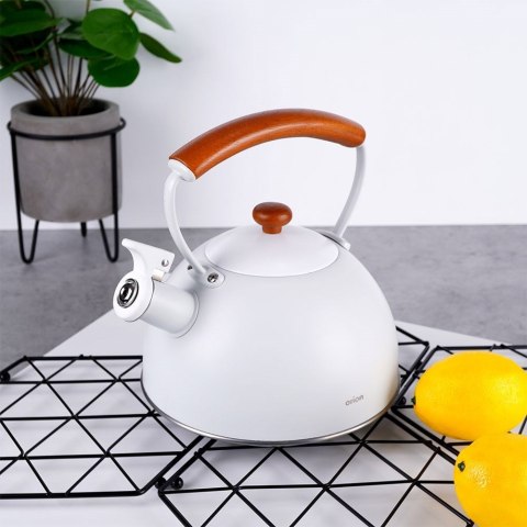 Czajnik z gwizdkiem stalowy na gaz indukcja biały matowy WHITELINE 2.9L ORION 113519