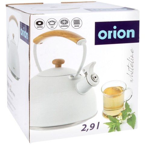 Czajnik z gwizdkiem stalowy na gaz indukcja biały matowy WHITELINE 2.9L ORION 113519