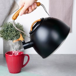 Czajnik z gwizdkiem stalowy na gaz indukcja czarny 2.5L VILDE 199068