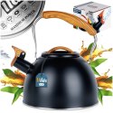 Czajnik z gwizdkiem stalowy na gaz indukcja czarny 2.5L VILDE 199068