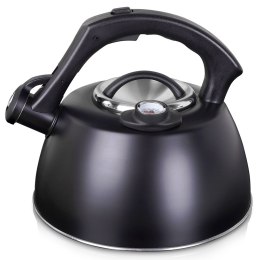 Czajnik z gwizdkiem stalowy na gaz indukcja czarny MAT z termometrem 3L VILDE 199005