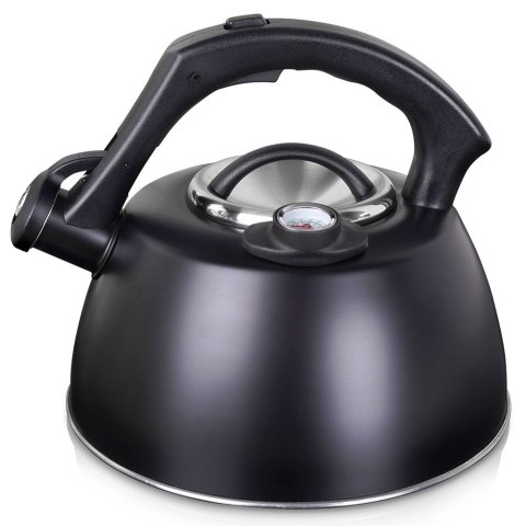Czajnik z gwizdkiem stalowy na gaz indukcja czarny MAT z termometrem 3L VILDE 199005