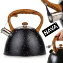 Czajnik z gwizdkiem stalowy na gaz indukcja czarny NATURE 3L NAVA 10-175-030