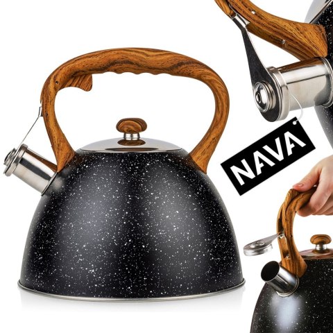 Czajnik z gwizdkiem stalowy na gaz indukcja czarny NATURE 3L NAVA 10-175-030