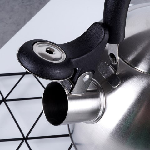 Czajnik z gwizdkiem stalowy na gaz indukcja srebrny 2.5L EXCELLENT HOUSEWARE 259346