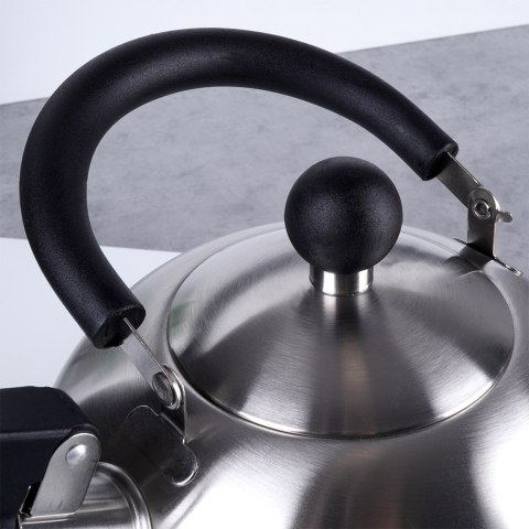 Czajnik z gwizdkiem stalowy na gaz indukcja srebrny 2.5L EXCELLENT HOUSEWARE 259346