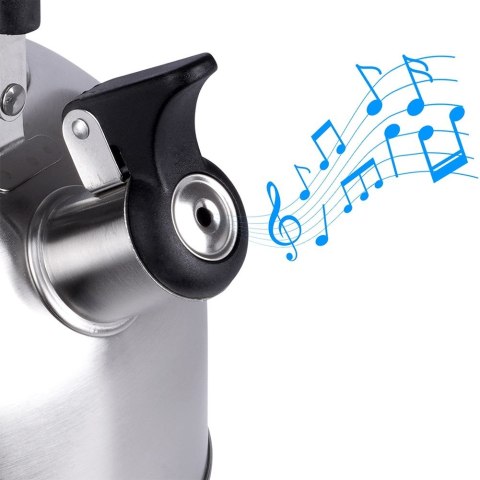 Czajnik z gwizdkiem stalowy na gaz indukcja srebrny 2.5L EXCELLENT HOUSEWARE 259346