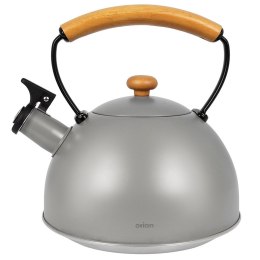 Czajnik z gwizdkiem stalowy na gaz indukcja szary matowy WOODEN 2.9L ORION 113517