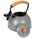 Czajnik z gwizdkiem stalowy na gaz indukcja szary matowy WOODEN 2.9L ORION 113517