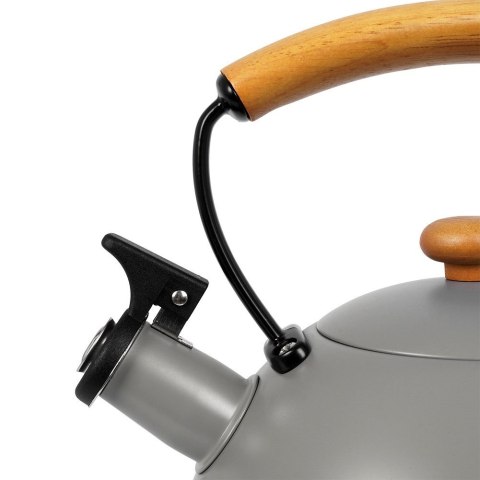 Czajnik z gwizdkiem stalowy na gaz indukcja szary matowy WOODEN 2.9L ORION 113517