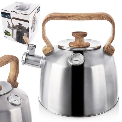 Czajnik z gwizdkiem stalowy na gaz indukcja z termometrem 3.2L ORION 113521