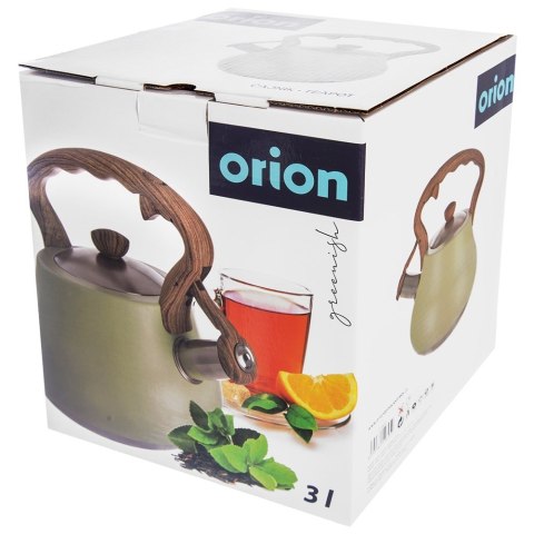 Czajnik z gwizdkiem stalowy na gaz indukcja zielony GREENISH 3L ORION 113522