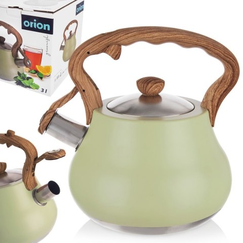 Czajnik z gwizdkiem stalowy na gaz indukcja zielony GREENISH 3L ORION 113522