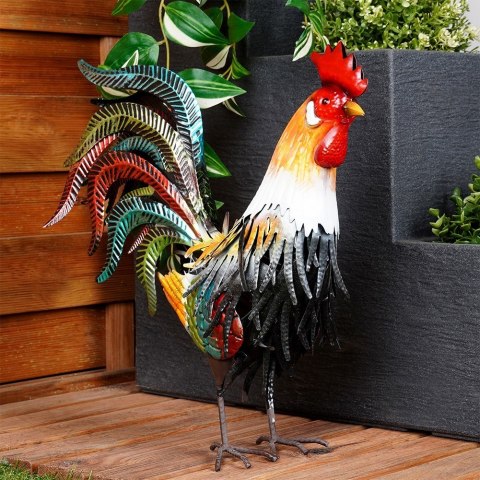 Figurka ogrodowa dekoracyjna dekoracja do ogrodu metalowa kogut 39x12x40cm PROGARDEN 339502