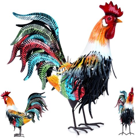 Figurka ogrodowa dekoracyjna dekoracja do ogrodu metalowa kogut 39x12x40cm PROGARDEN 339502