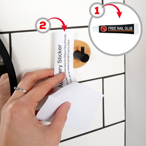 Haczyk Wieszak uchwyt uchwyt samoprzylepny drewniany metalowy czarny 5x3.5cm VILDE 566017