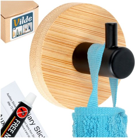 Haczyk Wieszak uchwyt uchwyt samoprzylepny drewniany metalowy czarny 5x3.5cm VILDE 566017