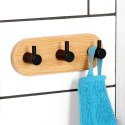 Haczyk Wieszak uchwyt uchwyt samoprzylepny drewniany metalowy czarny potrójny 14x3.5x5cm VILDE 566018