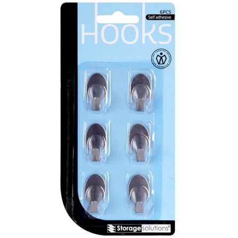 Haczyki wieszaki uchwyty haczyk samoprzylepny stalowy 2x3cm 6 sztuk STORAGE SOLUTIONS 569342-O
