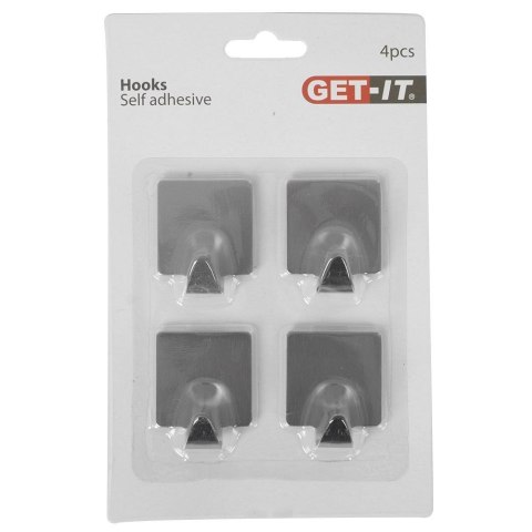 Haczyki wieszaki uchwyty haczyk samoprzylepny stalowy 4x3.5cm 4SZT GET-IT 569129-W4