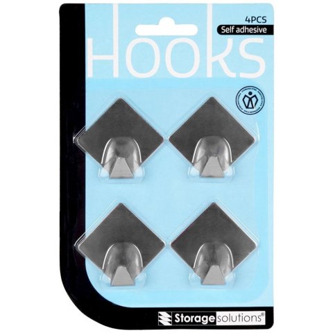 Haczyki wieszaki uchwyty haczyk samoprzylepny stalowy 5x5cm 4SZT STORAGE SOLUTIONS 569418-W2