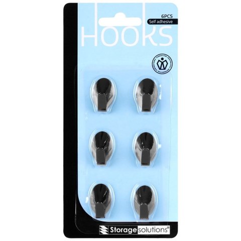 Haczyki wieszaki uchwyty haczyk samoprzylepny stalowy czarny 3x2cm 6 sztuk STORAGE SOLUTIONS 569573-W1