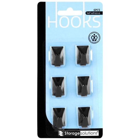 Haczyki wieszaki uchwyty haczyk samoprzylepny stalowy czarny 3x2cm 6 sztuk STORAGE SOLUTIONS 569573-W2