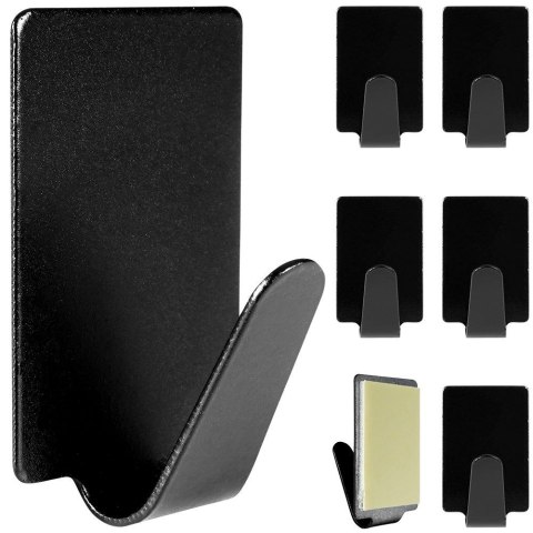 Haczyki wieszaki uchwyty haczyk samoprzylepny stalowy czarny 3x2cm 6 sztuk STORAGE SOLUTIONS 569573-W2
