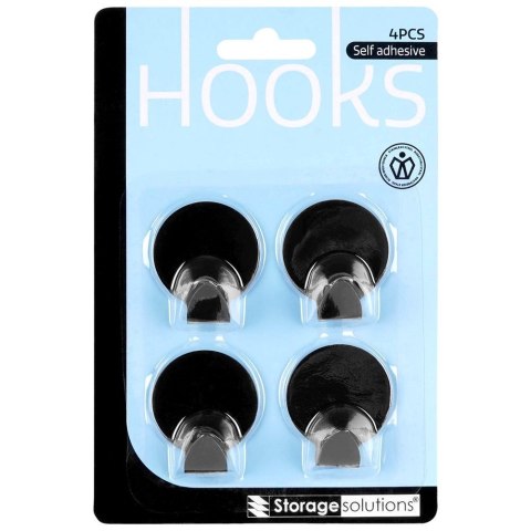 Haczyki wieszaki uchwyty haczyk samoprzylepny stalowy czarny 4x3.5cm 4SZT STORAGE SOLUTIONS 569572-W3