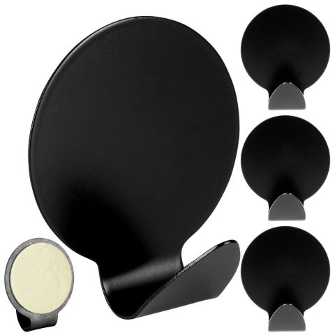 Haczyki wieszaki uchwyty haczyk samoprzylepny stalowy czarny 4x3.5cm 4SZT STORAGE SOLUTIONS 569572-W3