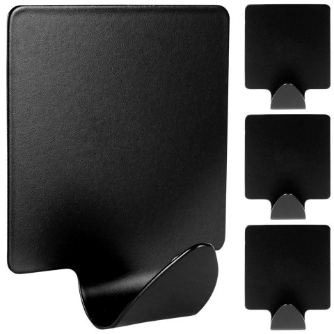 Haczyki wieszaki uchwyty haczyk samoprzylepny stalowy czarny 4x3.5cm 4SZT STORAGE SOLUTIONS 569572-W4