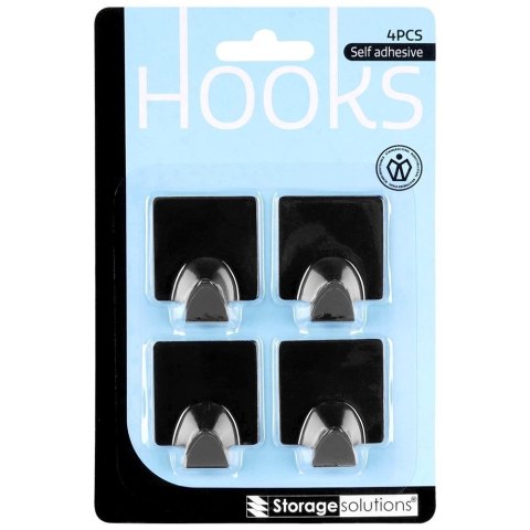 Haczyki wieszaki uchwyty haczyk samoprzylepny stalowy czarny 4x3.5cm 4SZT STORAGE SOLUTIONS 569572-W4