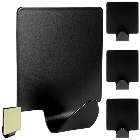 Haczyki wieszaki uchwyty haczyk samoprzylepny stalowy czarny 4x3.5cm 4SZT STORAGE SOLUTIONS 569572-W4