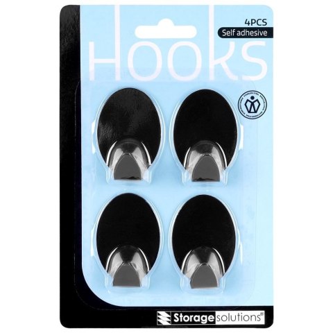 Haczyki wieszaki uchwyty haczyk samoprzylepny stalowy czarny 5.5x3.5cm 4SZT STORAGE SOLUTIONS 569572-W1