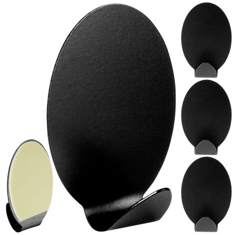 Haczyki wieszaki uchwyty haczyk samoprzylepny stalowy czarny 5.5x3.5cm 4SZT STORAGE SOLUTIONS 569572-W1