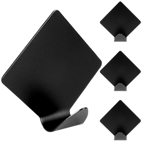 Haczyki wieszaki uchwyty haczyk samoprzylepny stalowy czarny 5x5cm 4SZT STORAGE SOLUTIONS 569572-W2
