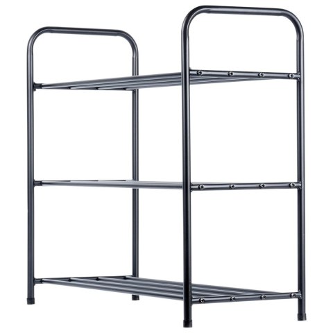 Metalowa półka na buty regał stojak organizer czarny 3-poziomowy 63x28x60cm VILDE 569979