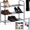Metalowa półka na buty regał stojak organizer czarny 3-poziomowy 63x28x60cm VILDE 569979