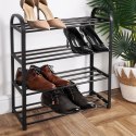 Metalowa półka na buty regał stojak organizer czarny 4-poziomowy 49.5x18.5x56.5cm VILDE 569732